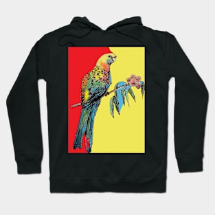 Rosella Parrot Watercolor Painting on Red Hoodie